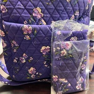 Vera Bradley Purple Floral Quilted crossbody with dual eye glass case